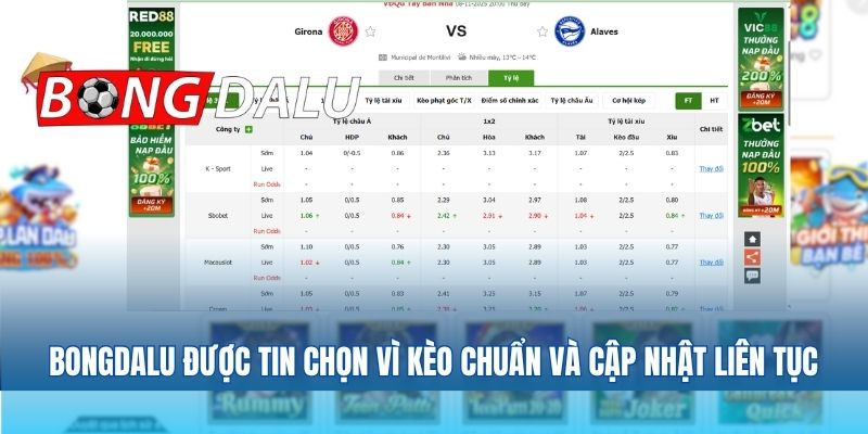 Bongdalu được tin chọn vì kèo chuẩn và cập nhật liên tục